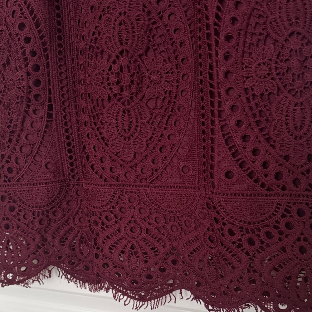 Skies Are Blue Burgundy Lace Blouse - Picture 5 of 10